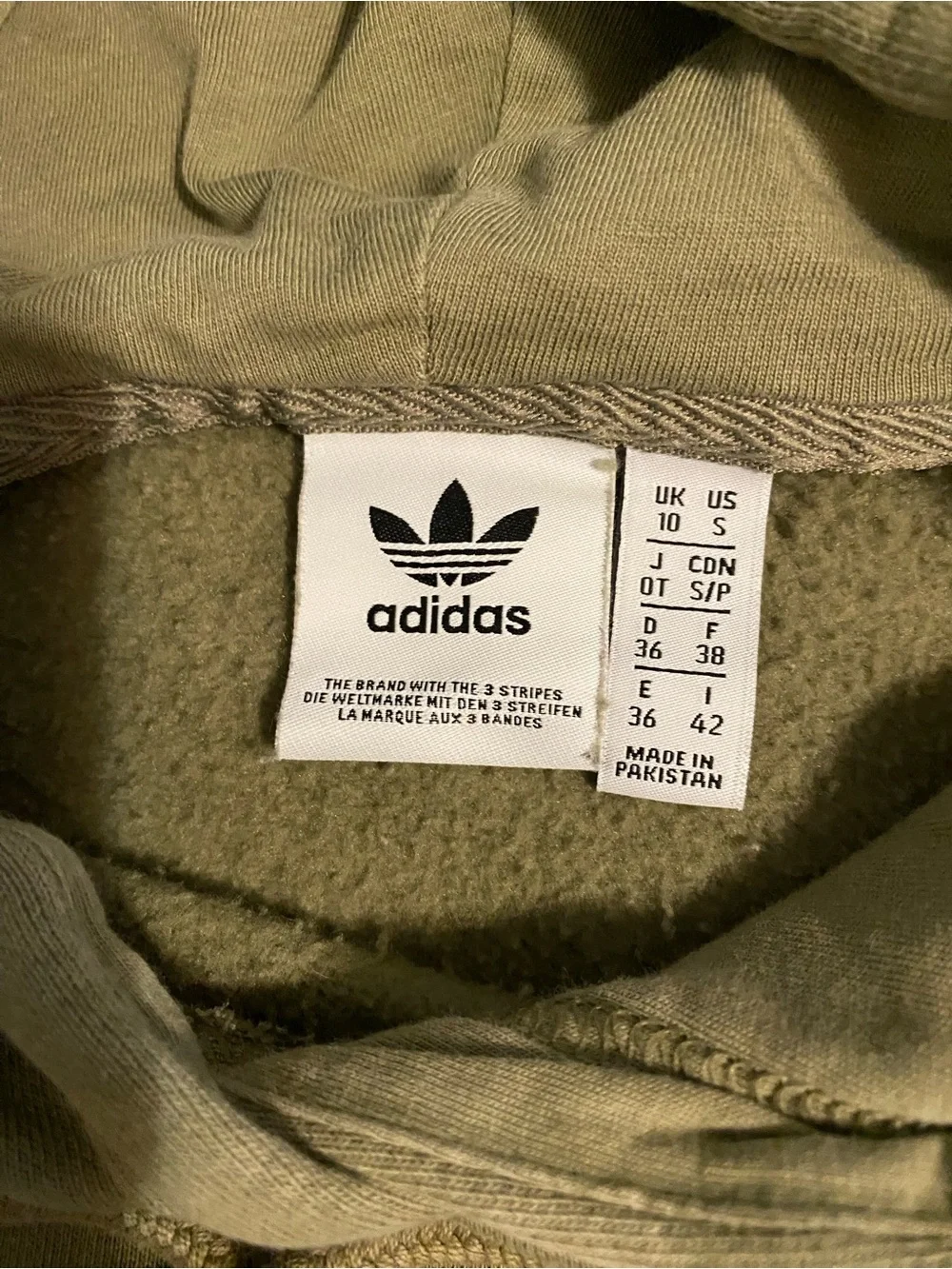 adidas Olive Green Crewneck Hoodie with Trefoil Logo